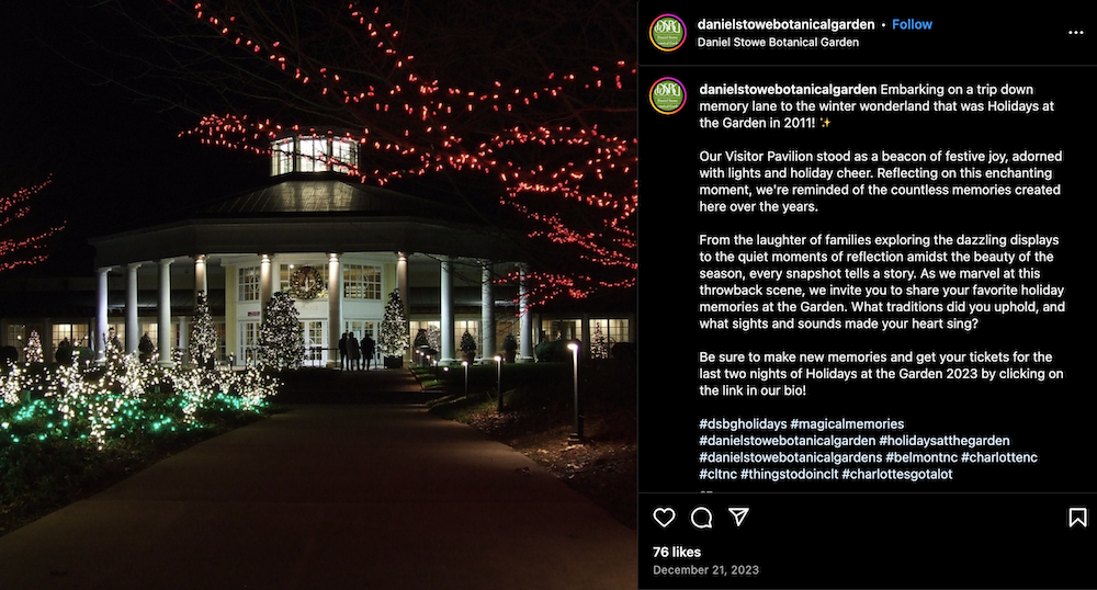 Holiday lights at Daniel Stowe Botanical Garden